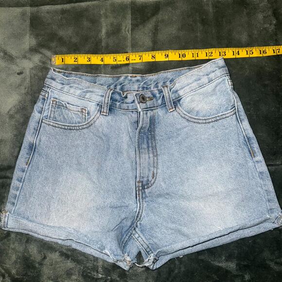 John Galt Denim Shorts Women Medium Blue 100% Cotton Medium Wash Pockets Raw Hem - Picture 3 of 7